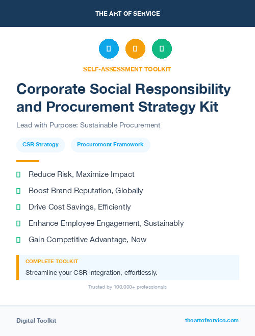 Corporate Social Responsibility and Procurement Strategy Kit