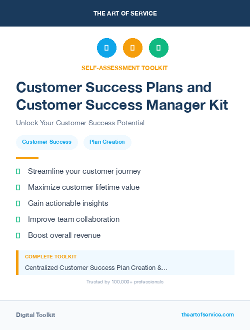 Customer Success Plans and Customer Success Manager Kit