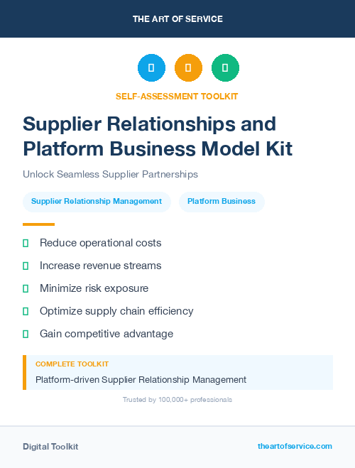 Supplier Relationships and Platform Business Model Kit