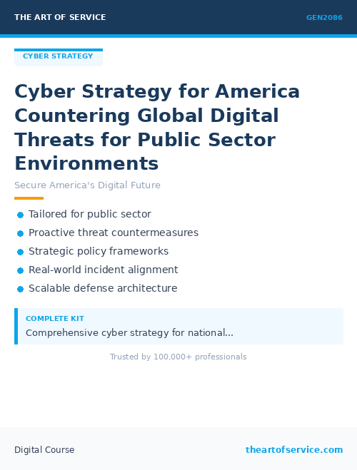 GEN2086 Cyber Strategy for America Countering Global Digital Threats for Public Sector Environments
