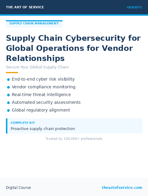 GEN3071 Supply Chain Cybersecurity for Global Operations for Vendor Relationships