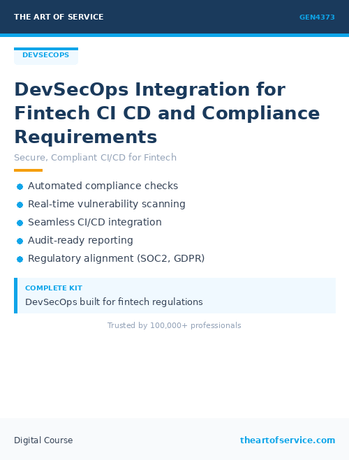 GEN4373 DevSecOps Integration for Fintech CI CD and Compliance Requirements