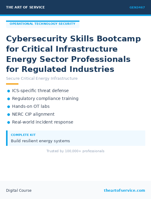 GEN3467 Cybersecurity Skills Bootcamp for Critical Infrastructure Energy Sector Professionals for Regulated Industries