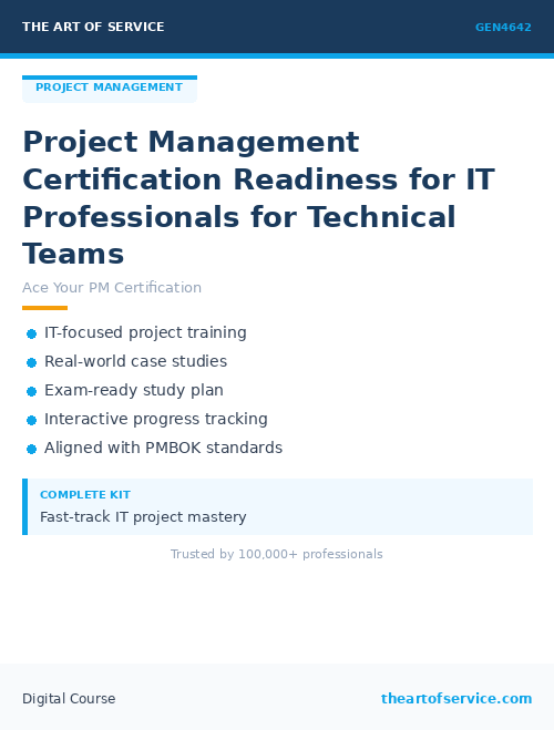 GEN4642 Project Management Certification Readiness for IT Professionals for Technical Teams