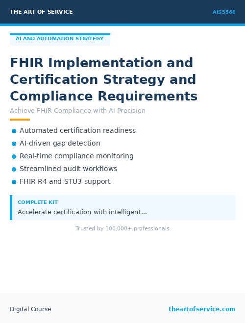 AIS5568 FHIR Implementation and Certification Strategy and Compliance Requirements