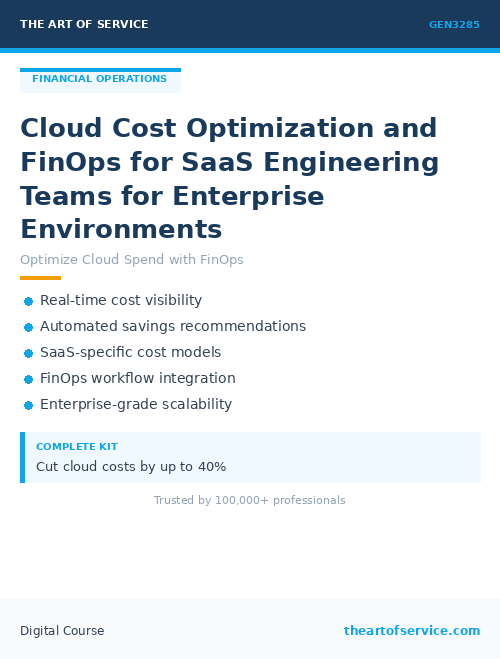 GEN3285 Cloud Cost Optimization and FinOps for SaaS Engineering Teams for Enterprise Environments