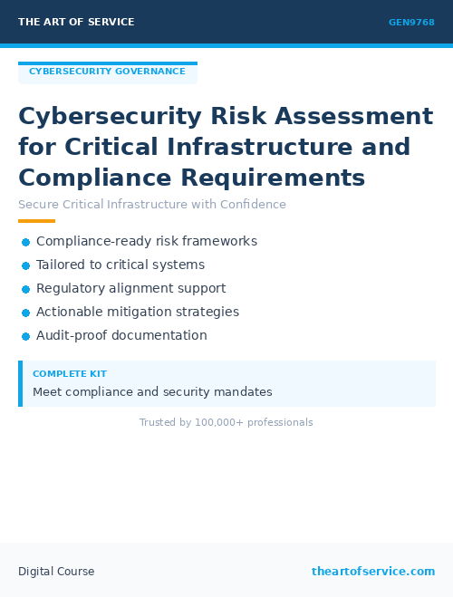GEN9768 Cybersecurity Risk Assessment for Critical Infrastructure and Compliance Requirements