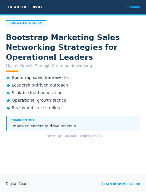 LDS4080 Bootstrap Marketing Sales Networking Strategies for Operational Leaders