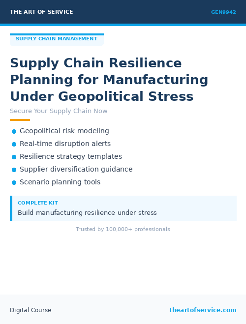 GEN9942 Supply Chain Resilience Planning for Manufacturing Under Geopolitical Stress