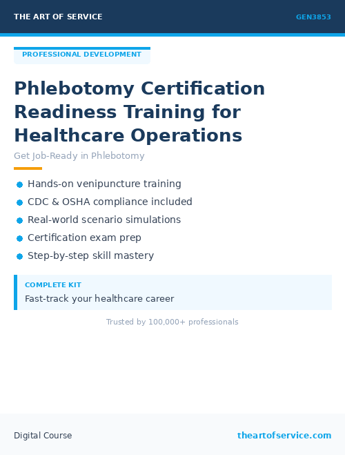 GEN3853 Phlebotomy Certification Readiness Training for Healthcare Operations