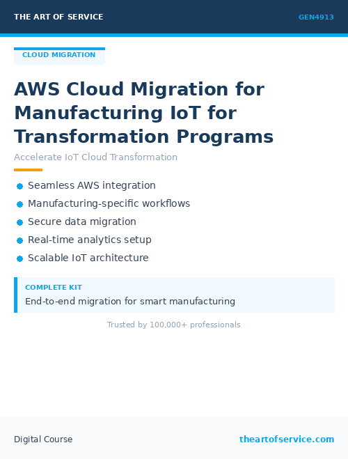 GEN4913 AWS Cloud Migration for Manufacturing IoT for Transformation Programs
