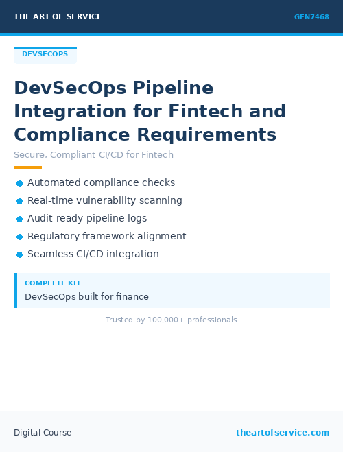 GEN7468 DevSecOps Pipeline Integration for Fintech and Compliance Requirements