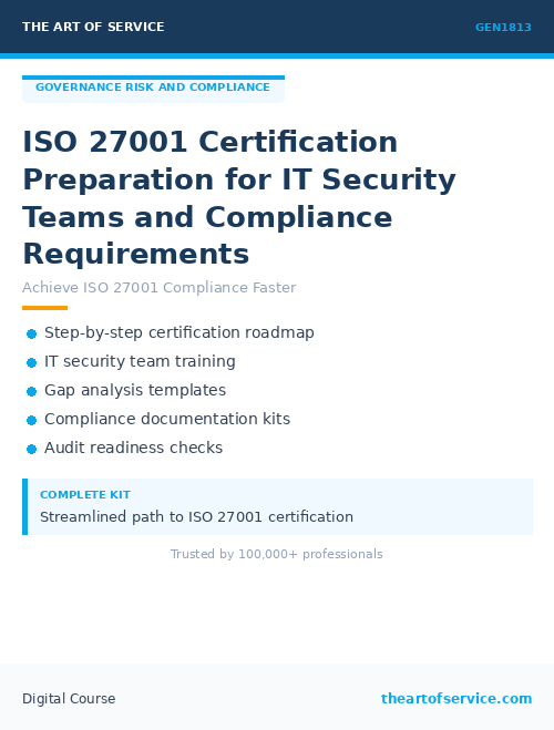 GEN1813 ISO 27001 Certification Preparation for IT Security Teams and Compliance Requirements