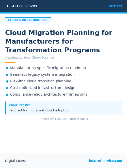 GEN5955 Cloud Migration Planning for Manufacturers for Transformation Programs