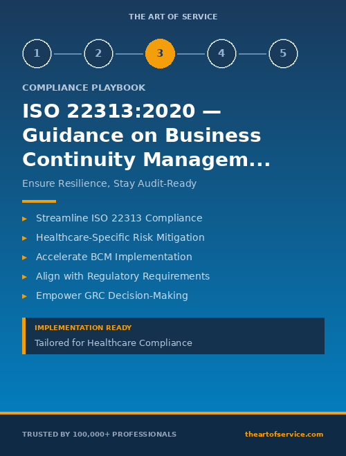 ISO 22313:2020 — Guidance on Business Continuity Management Systems Compliance Playbook for Healthcare - Compliance Officers & GRC Managers Edition