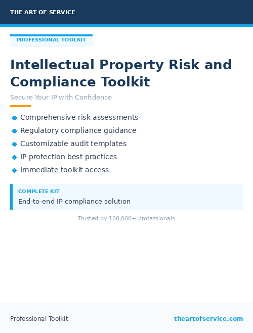 Intellectual Property Risk and Compliance Toolkit