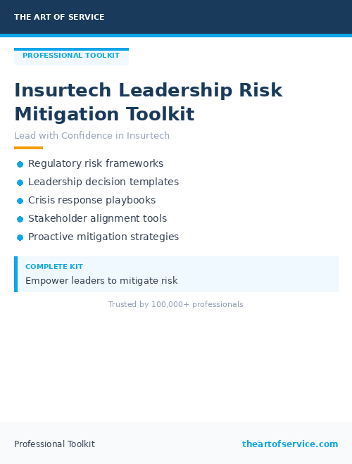 Insurtech Leadership Risk Mitigation Toolkit