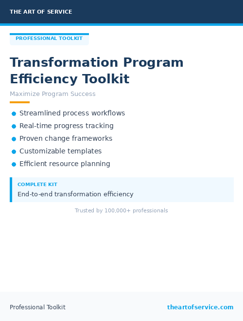 Transformation Program Efficiency Toolkit