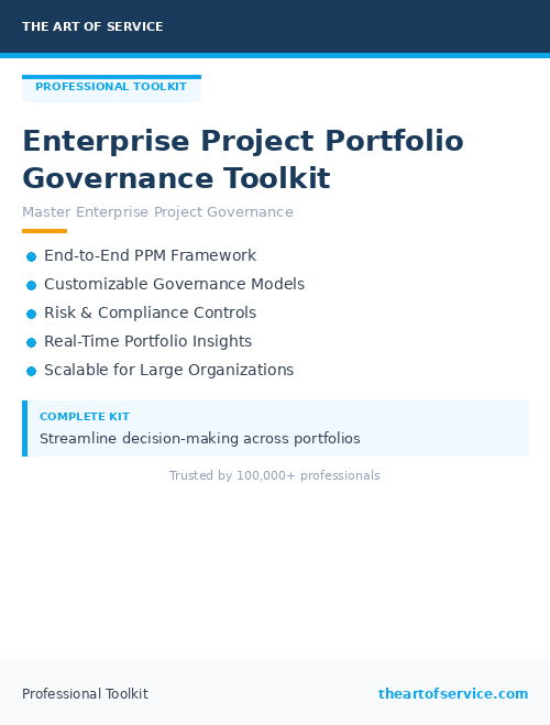 Enterprise Project Portfolio Governance Toolkit