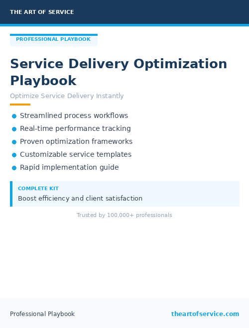 Service Delivery Optimization Playbook