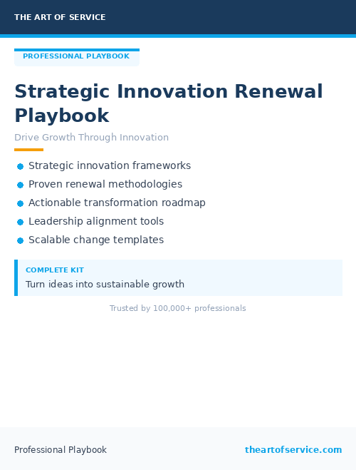 Strategic Innovation Renewal Playbook
