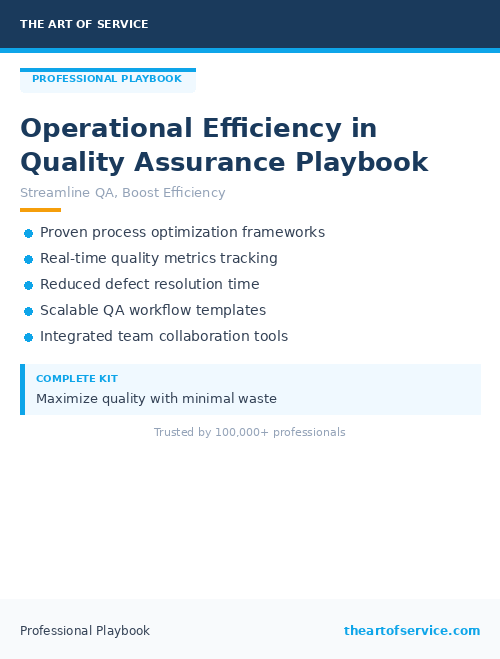 Operational Efficiency in Quality Assurance Playbook