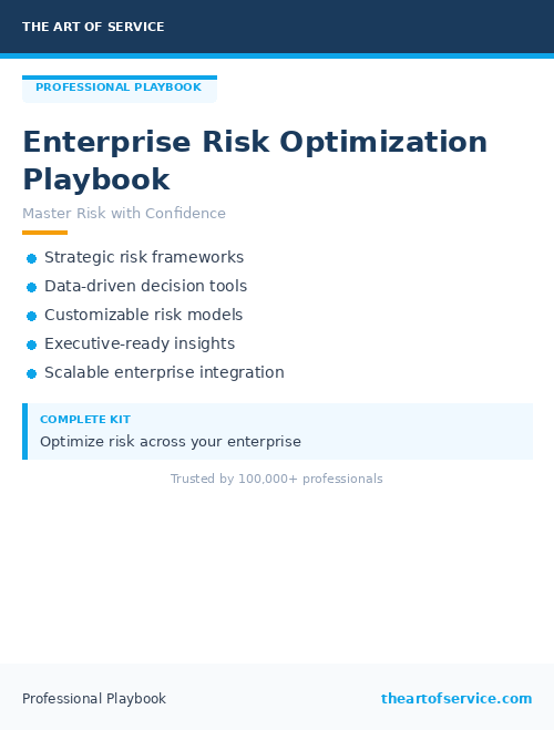 Enterprise Risk Optimization Playbook