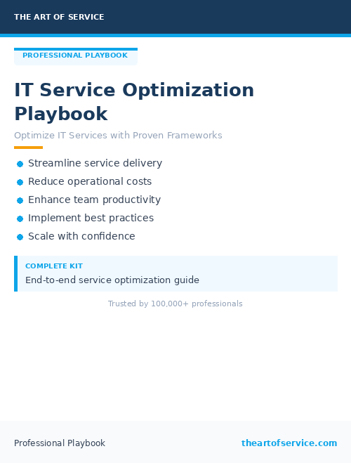 IT Service Optimization Playbook
