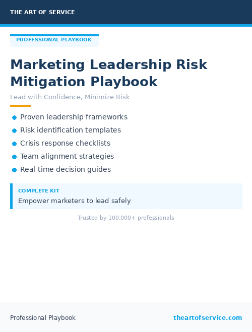 Marketing Leadership Risk Mitigation Playbook