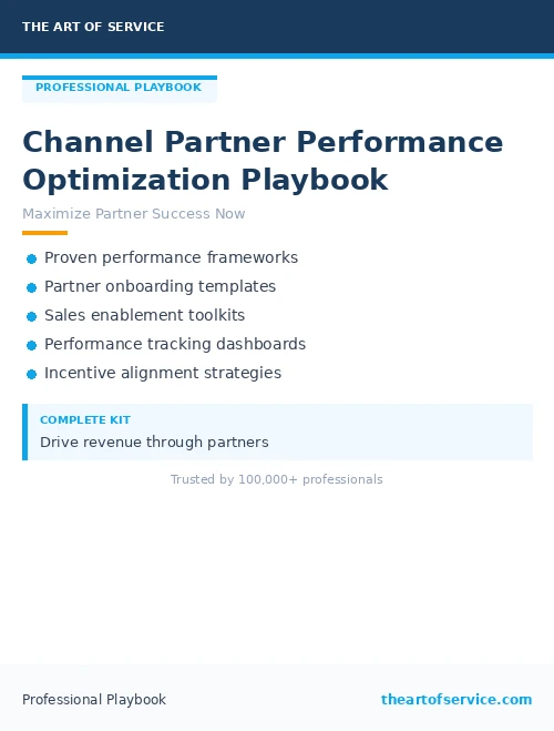 Channel Partner Performance Optimization Playbook