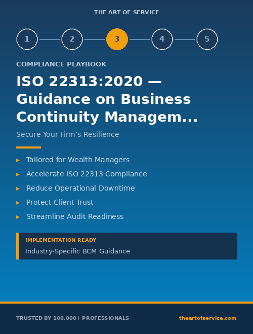 ISO 22313:2020 — Guidance on Business Continuity Management Systems Compliance Playbook for Investment & Wealth Management