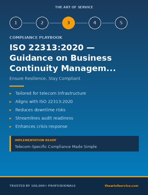 ISO 22313:2020 — Guidance on Business Continuity Management Systems Compliance Playbook for Telecommunications