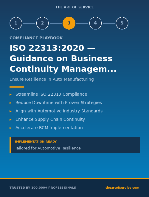 ISO 22313:2020 — Guidance on Business Continuity Management Systems Compliance Playbook for Automotive Manufacturing