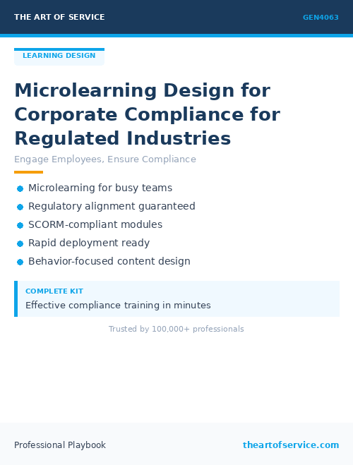 GEN4063 Microlearning Design for Corporate Compliance for Regulated Industries