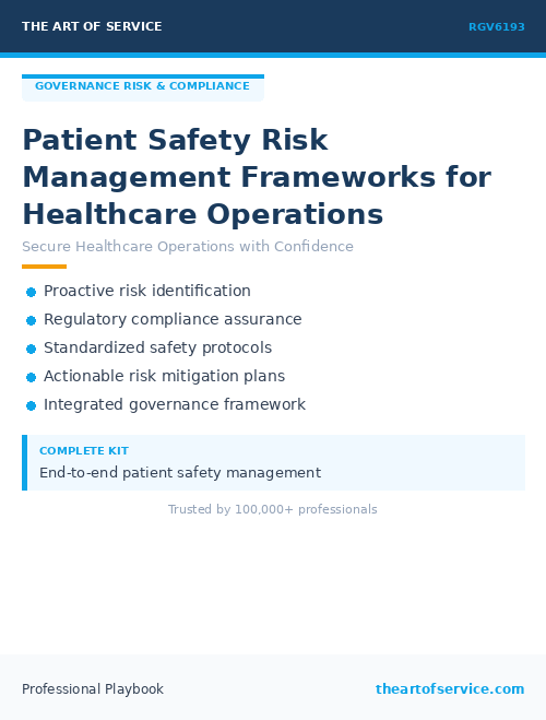 RGV6193 Patient Safety Risk Management Frameworks for Healthcare Operations