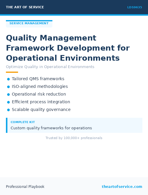 LDS9635 Quality Management Framework Development for Operational Environments