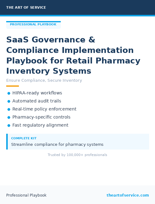 SaaS Governance & Compliance Implementation Playbook for Retail Pharmacy Inventory Systems