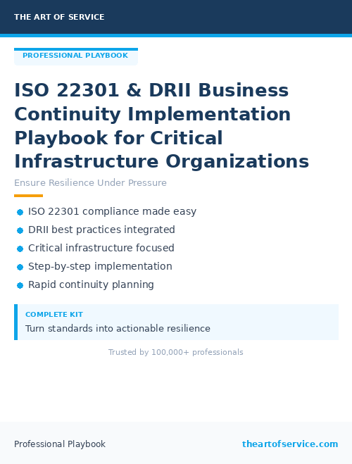 ISO 22301 & DRII Business Continuity Implementation Playbook for Critical Infrastructure Organizations