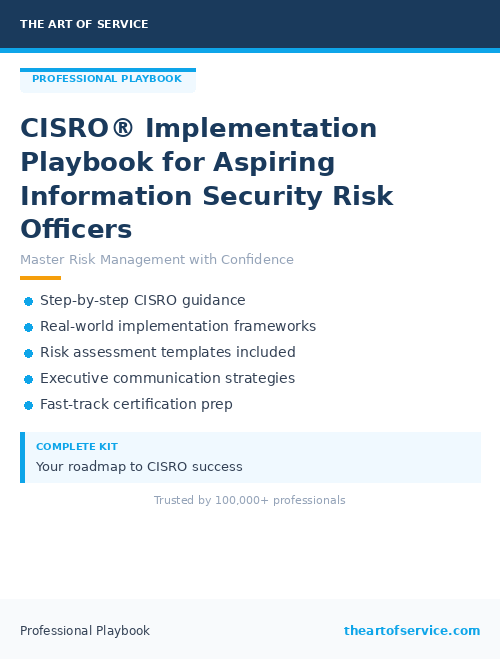 CISRO® Implementation Playbook for Aspiring Information Security Risk Officers