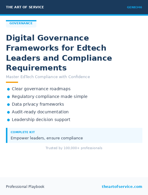 GEN8346 Digital Governance Frameworks for Edtech Leaders and Compliance Requirements