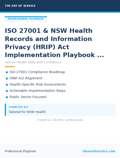ISO 27001 & NSW Health Records and Information Privacy (HRIP) Act Implementation Playbook for Public Health Organizations