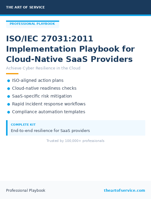 ISO/IEC 27031:2011 Implementation Playbook for Cloud-Native SaaS Providers