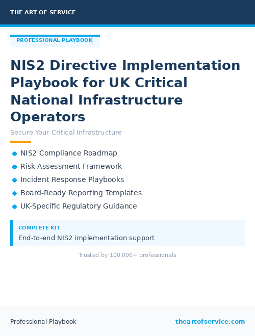 NIS2 Directive Implementation Playbook for UK Critical National Infrastructure Operators
