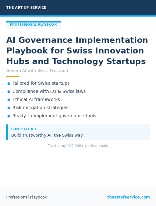 AI Governance Implementation Playbook for Swiss Innovation Hubs and Technology Startups