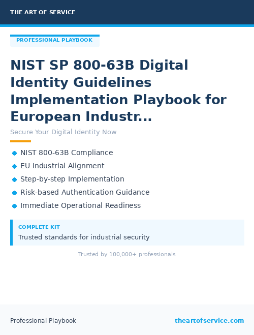 NIST SP 800-63B Digital Identity Guidelines Implementation Playbook for European Industrial Enterprises
