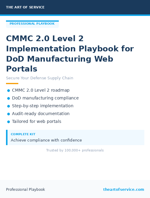 CMMC 2.0 Level 2 Implementation Playbook for DoD Manufacturing Web Portals