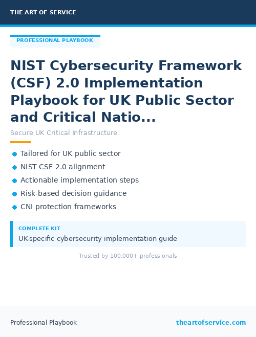 NIST Cybersecurity Framework (CSF) 2.0 Implementation Playbook for UK Public Sector and Critical National Infrastructure