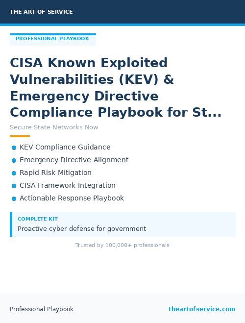 CISA Known Exploited Vulnerabilities (KEV) & Emergency Directive Compliance Playbook for State Government Networks