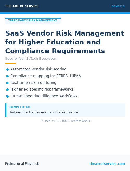 GEN3711 SaaS Vendor Risk Management for Higher Education and Compliance Requirements
