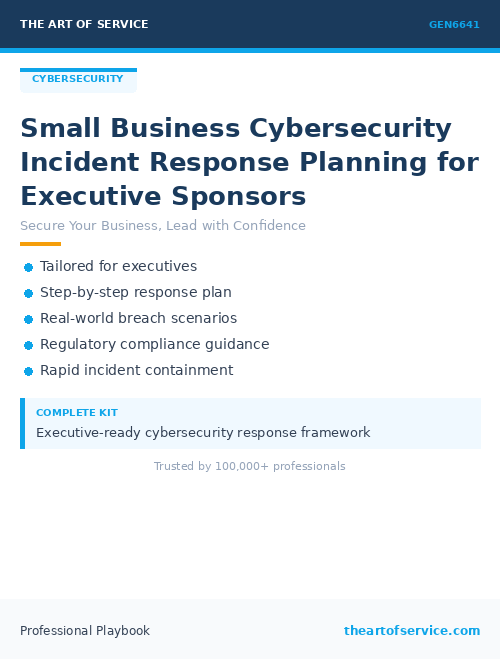 GEN6641 Small Business Cybersecurity Incident Response Planning for Executive Sponsors